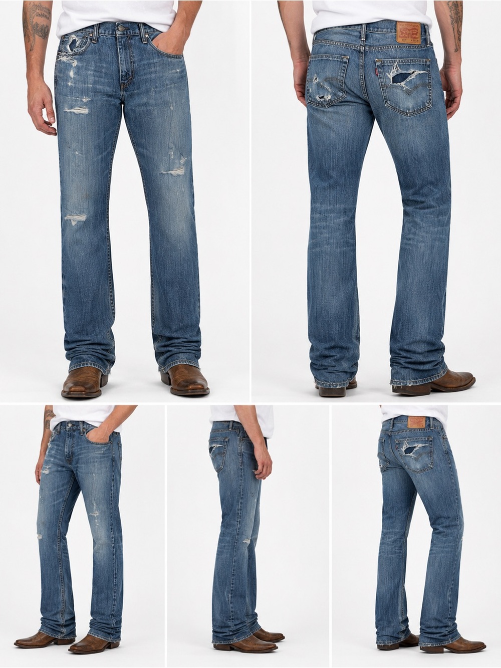 Levi’s 527 Bootcut Jeans Men’s 33x32 Distressed Medium Wash Faded Y2K Grunge